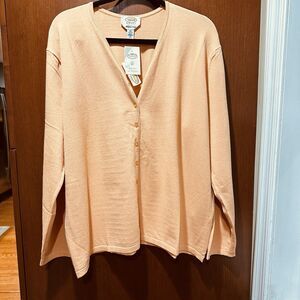 NWT Talbots Woman 2X 2PC Peach Sweater Set Made In Italy Cardigan Tank